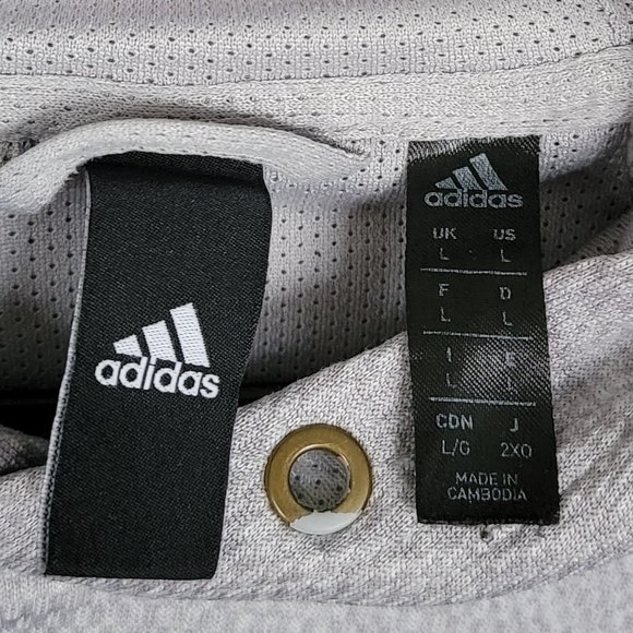 Adidas Grey and Black Logo Hoodie Size Large *** No Hoodie String *** - Picture 3 of 15